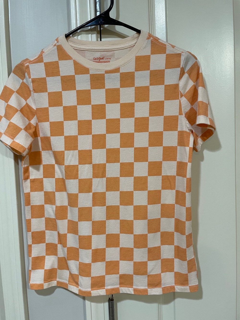Cat & Jack Orange and Cream Checkerboard Tee - Short Sleeve